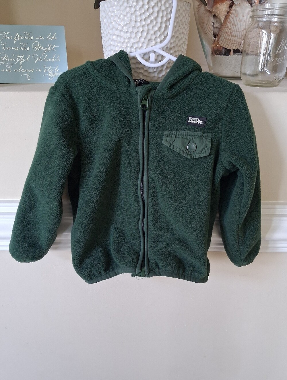 Eddie Bauer Dark Green Fleece Hoodie Jacket-kids